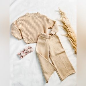 Wool Sweater and Wide Leg Pant Set (bow not included)